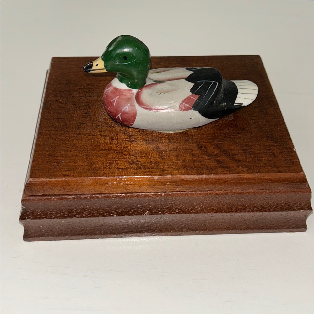 Vintage Mallard Duck Valet Card Wooden Box with 2 Decks